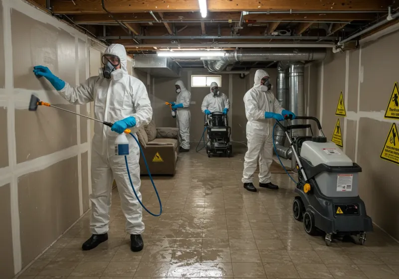 Basement Moisture Removal and Structural Drying process in West Concord, MA